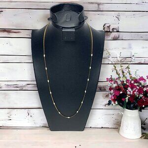 Napier Cocoon Link Chain Faux Pearl Station Necklace Gold Tone Opera Length 22"
